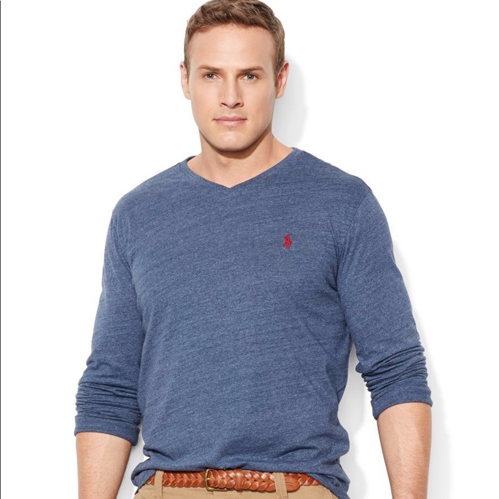 Ralph Lauren blue long sleeve v-neck shirt